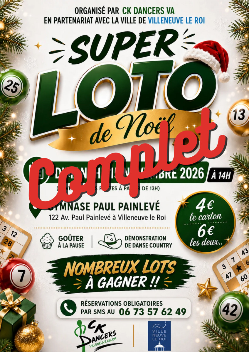 SUPER LOTO DE NOEL - 15 NOVEMBRE 2026 - COMPLET