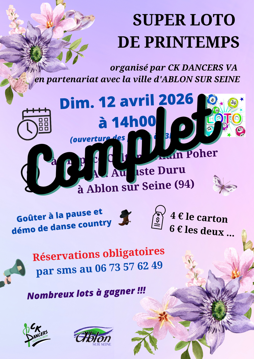 SUPER LOTO DE PRINTEMPS DU 12 AVRIL 2026 - COMPLET