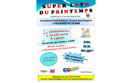 SUPER LOTO DE PRINTEMPS le 7 AVRIL 2019
